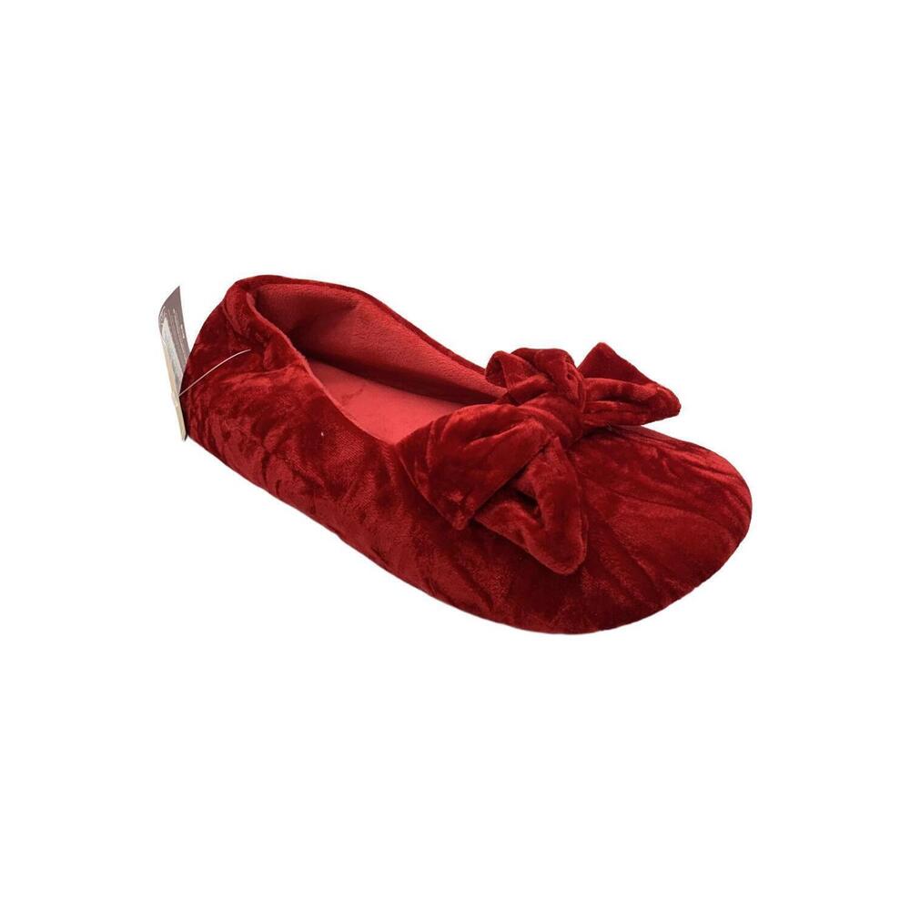 MUK LUKS Women's Crushed Velvet Ballerina Slipper Red - Regular